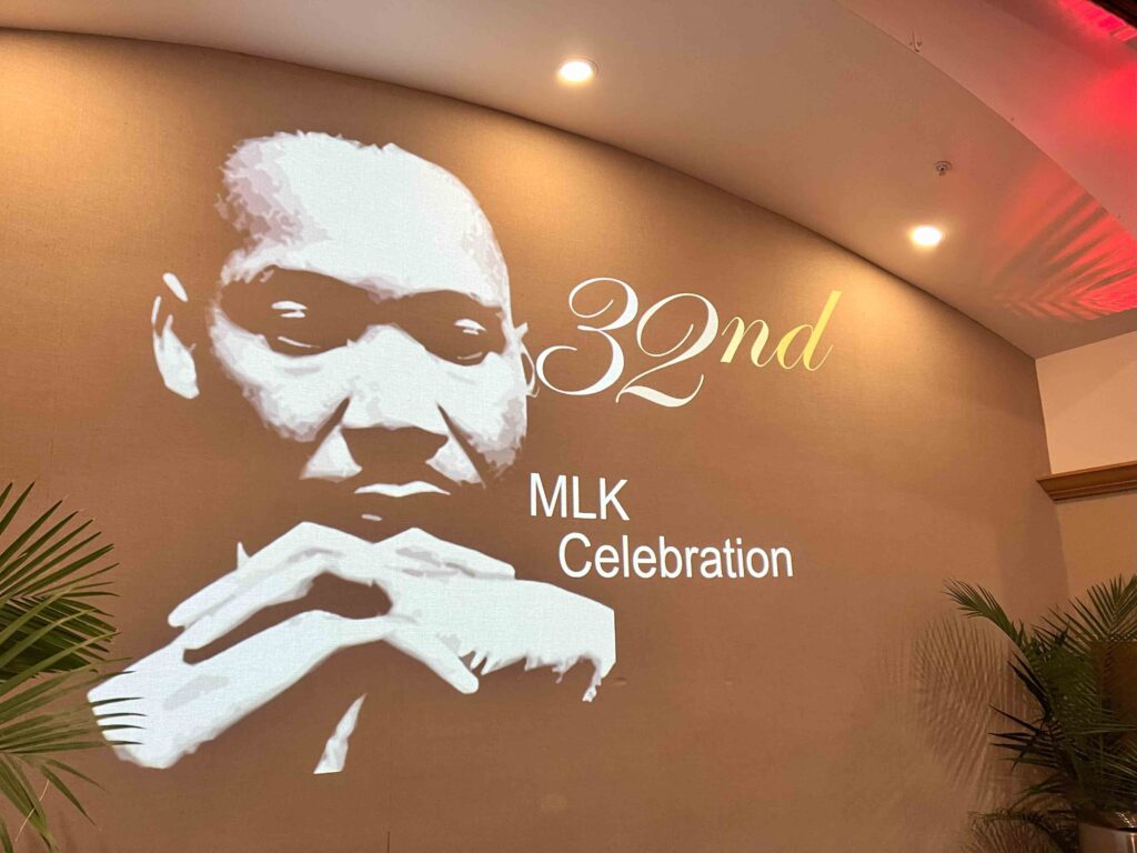 Silhouette of Dr. Martin Luther King Jr. projected on the wall of FIU’s 32nd Annual MLK Commemorative Celebration.